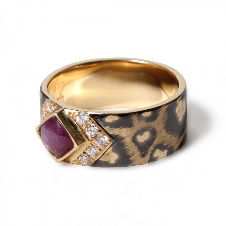 Albina Ring K18 / Pt900 -Star Ruby